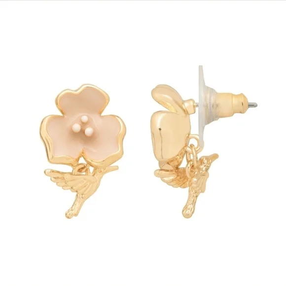 LC Lauren Conrad Floral Hummingbird Stud Earrings - Picture 2 of 3